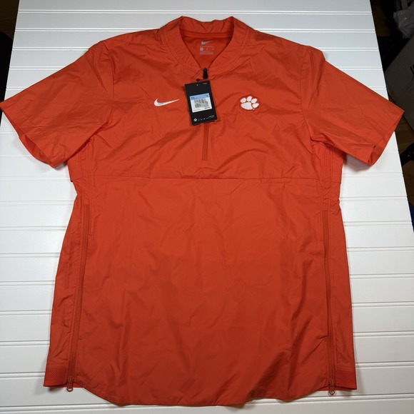 Nike Clemson Tigers 1/4 Zip S/S Coach Jacket Men's Medium Orange Embroidered NWT - Picture 2 of 8